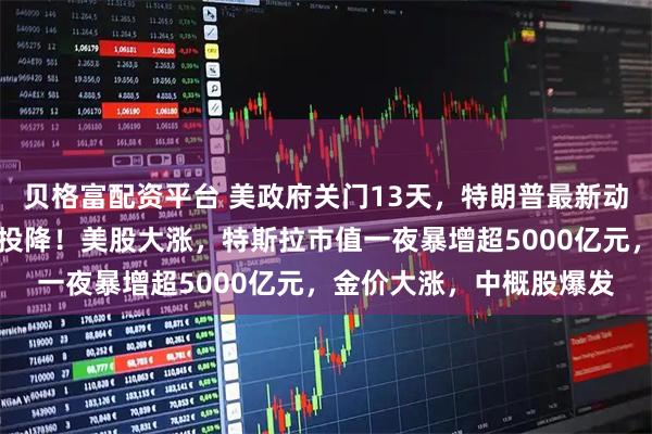 贝格富配资平台 美政府关门13天，特朗普最新动作！以总理：哈马斯已投降！美股大涨，特斯拉市值一夜暴增超5000亿元，金价大涨，中概股爆发