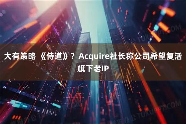 大有策略 《侍道》？Acquire社长称公司希望复活旗下老IP
